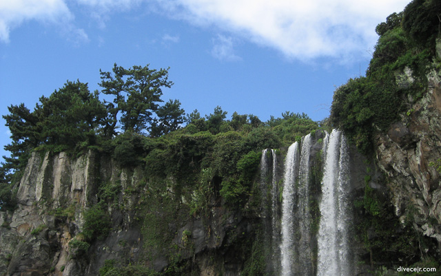 Above Jeongbang Waterfall, Jeju-do