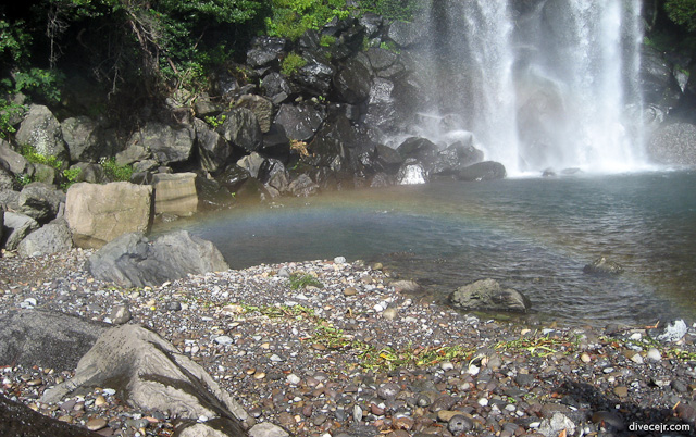 Below Jeongbang Waterfall, Jeju-do